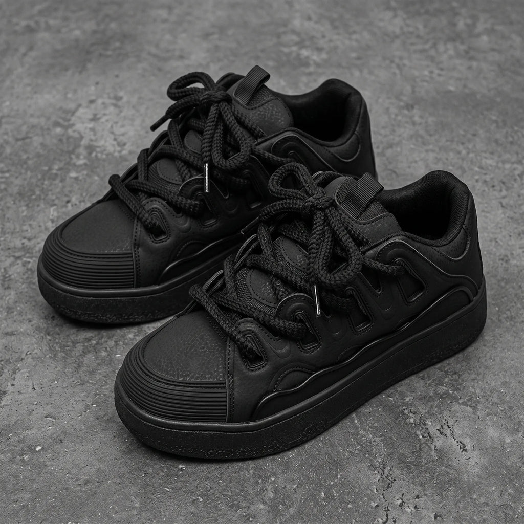 Suie, sneakers noires à semelle épaisse