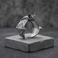 Vesper, bague chauve-souris argentée